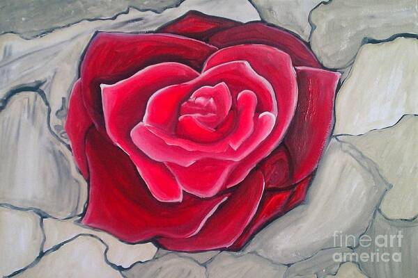 Concrete Poster featuring the painting Concrete Rose by Marisela Mungia