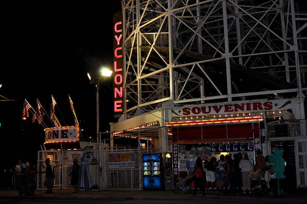 Cyclone Poster featuring the photograph Coney Island Cyclone at Night by Diane Lent