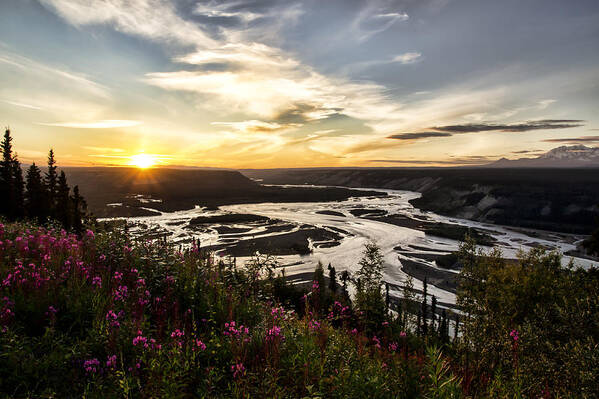 Alaska Poster featuring the photograph Copper River at Sunset by Michele Cornelius