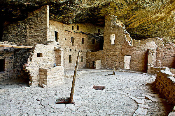 Courtyard Of Spruce Tree House On Chapin Mesa In Mesa Verde National Park Poster featuring the photograph Courtyard of Spruce Tree House on Chapin Mesa in Mesa Verde National Park-Colorado by Ruth Hager