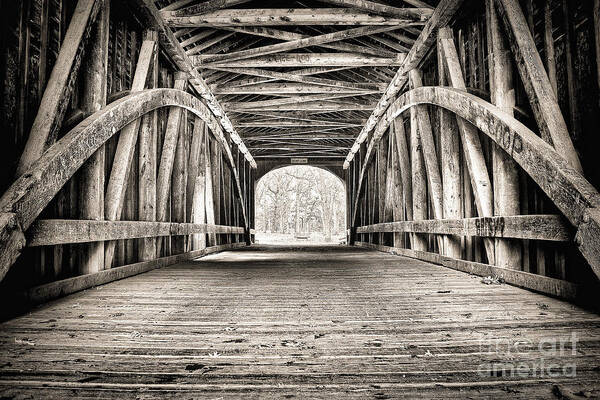 Bridge Poster featuring the photograph Covered Bridge B n W by Scott Wood