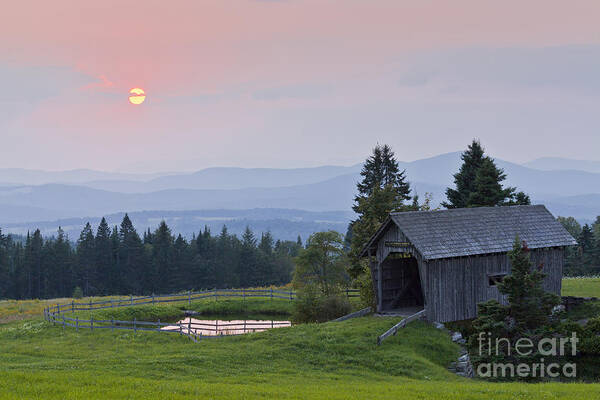 Summer Poster featuring the photograph Covered Bridge Sunset by Alan L Graham