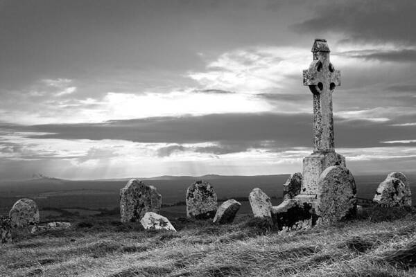 Cemetery Imagery Poster featuring the photograph Crogan Hill Cemetery Offally Eire by David Davies