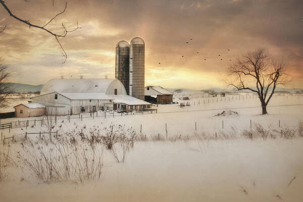Barn Poster featuring the photograph Crossroads Sunset by Lori Deiter