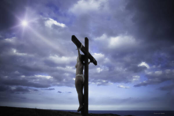 Landscape Poster featuring the photograph Crucifix in the light by Ramon Martinez