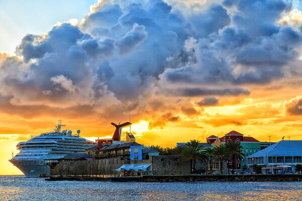 Carnival Poster featuring the photograph Cruise Ship Sunset by Stephen Kennedy