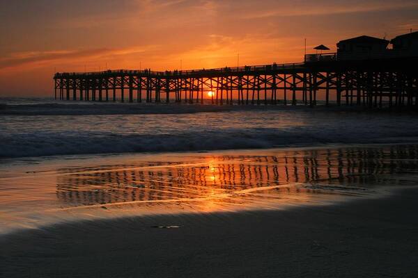 Landscape Poster featuring the photograph Crystal Pier Sunset by Scott Cunningham