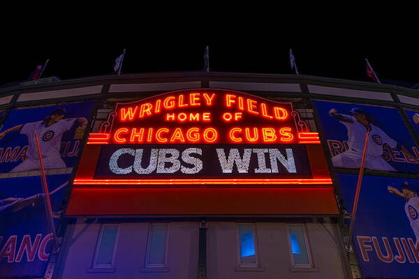 Marquee Poster featuring the photograph Cubs Win by Steve Gadomski