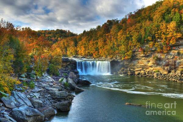 Landscapes Poster featuring the photograph Cumberland Falls In Autumn by Mel Steinhauer
