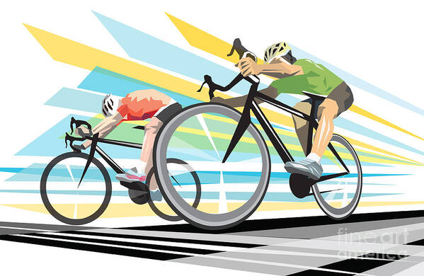 Cycling Poster featuring the digital art Cycling sprint poster print Finish Line by Sassan Filsoof