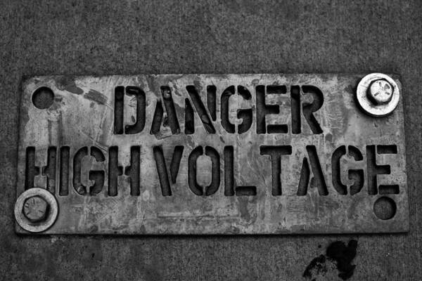 Sign Poster featuring the photograph Danger High Voltage by Hillis Creative