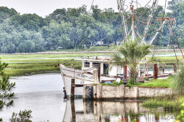 Marsh Poster featuring the photograph Debby John Shrimp Boat by Scott Hansen