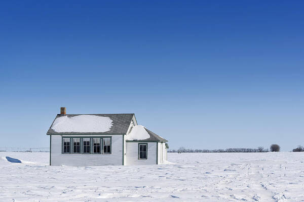 North Dakota Poster featuring the photograph Defunct Country School Building In Winter by Donald Erickson