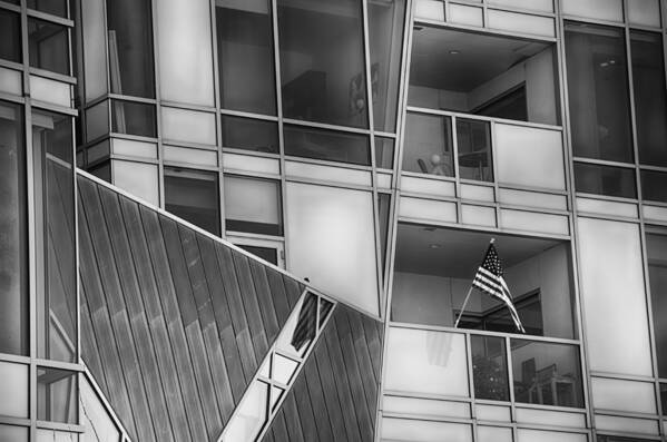 Downtown Poster featuring the mixed media Denver Diagonal Lines BW by Angelina Tamez