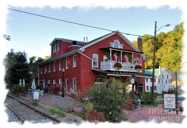 Red Poster featuring the photograph Train Depot General Store by Bob Sample