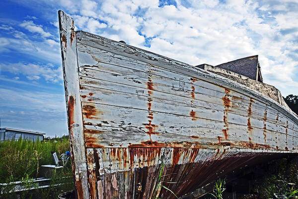 Chesapeake Deadrise Poster featuring the photograph Derelict Workboat in Greenbackville by Bill Swartwout