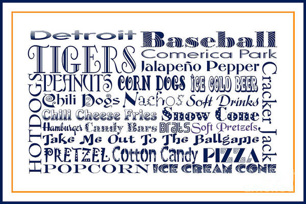 Andee Design Baseball Poster featuring the digital art Detroit Tigers BASEBALL Game Day Food 3 by Andee Design