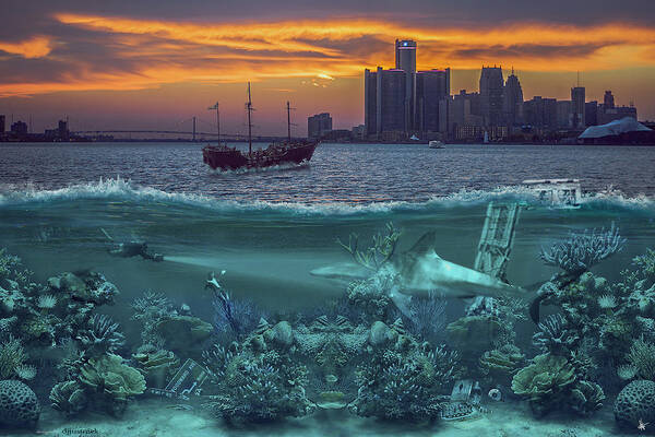 Detroit Poster featuring the photograph Detroit's Under Water by Nicholas Grunas