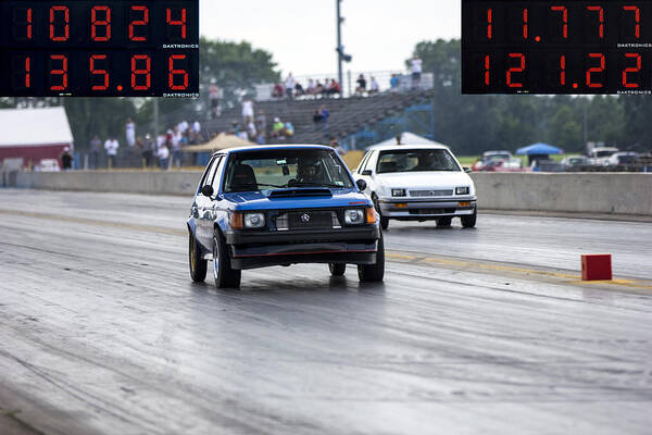 Dodge Poster featuring the photograph Dodge Omni GLH vs RWD Dodge Shadow by Josh Bryant