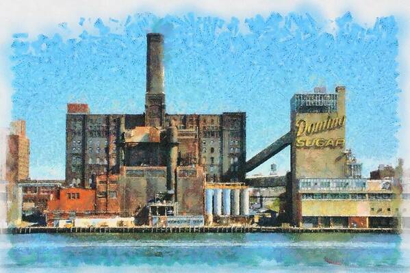 Machine Poster featuring the photograph View of the Domino Sugar Plant on the East River, New York by Mick Flynn