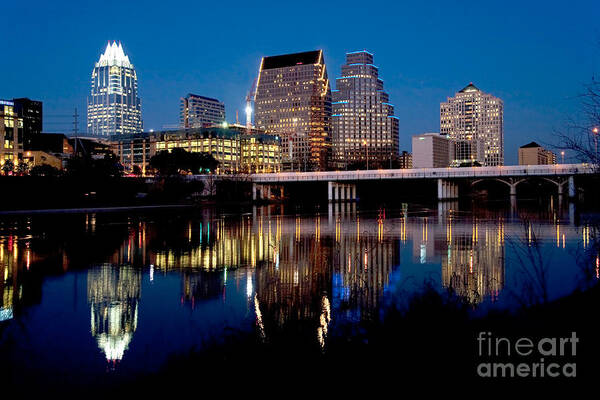 Austin Poster featuring the photograph Downtown at dusk by Bill Cobb