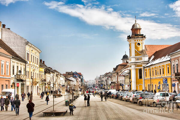 Architecture Poster featuring the photograph Downtown Cluj Napoca by Gabriela Insuratelu