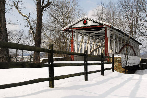 Christmas Card Poster featuring the photograph Dr Knisely Covered Bridge by Dan Myers