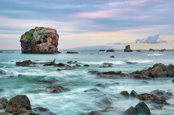 Outdoors Poster featuring the photograph Dusk At Sotoura Rocky-shore by Tommy Tsutsui
