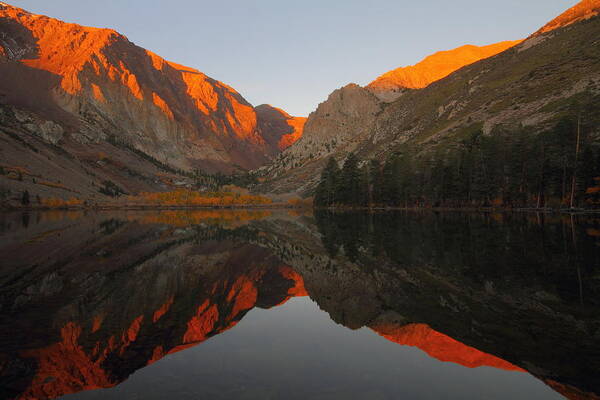 Fall Poster featuring the photograph Early morning light during autumn at Parker Lake in the Eastern Sierras by Jetson Nguyen