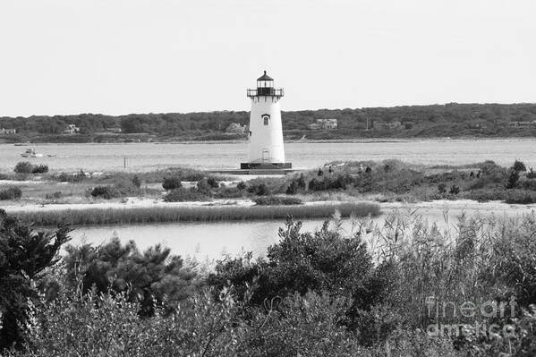 Edgartown Poster featuring the photograph Edgartown Lighthouse - Black and White by Carol Groenen