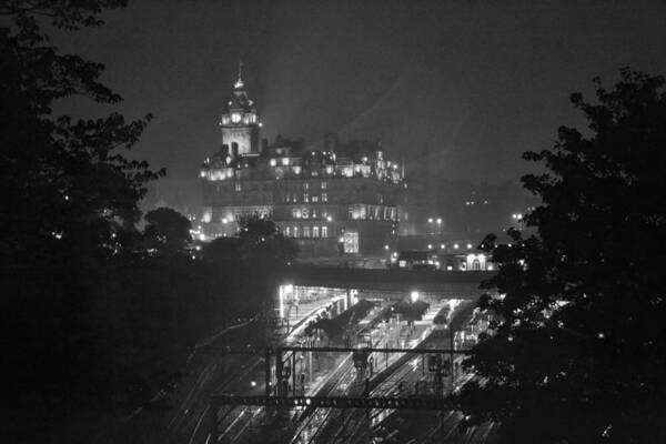 Edinburgh Poster featuring the photograph Edinburgh Night Rain by Bill Mock