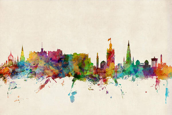 City Poster featuring the digital art Edinburgh Scotland Skyline by Michael Tompsett