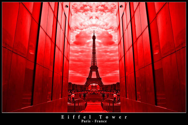 Above Poster featuring the photograph Eiffel Tower in red by Dany Lison