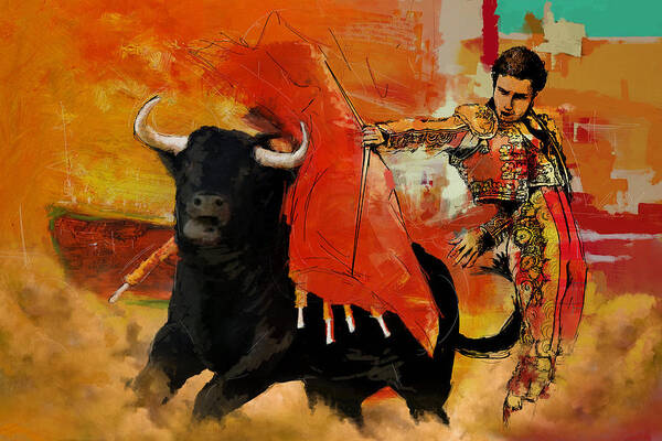 Bullfighting Poster featuring the painting El Matador by Corporate Art Task Force