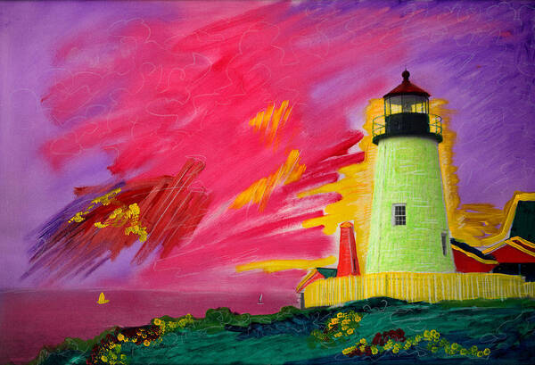 Pemaquid Lighthouse Poster featuring the painting Electric Lighthouse by Cindy McIntyre