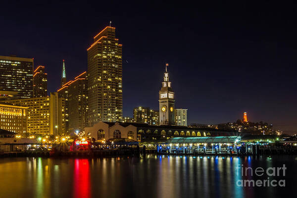 Blue Hour Poster featuring the photograph Embarcadero Blue Hour by Kate Brown