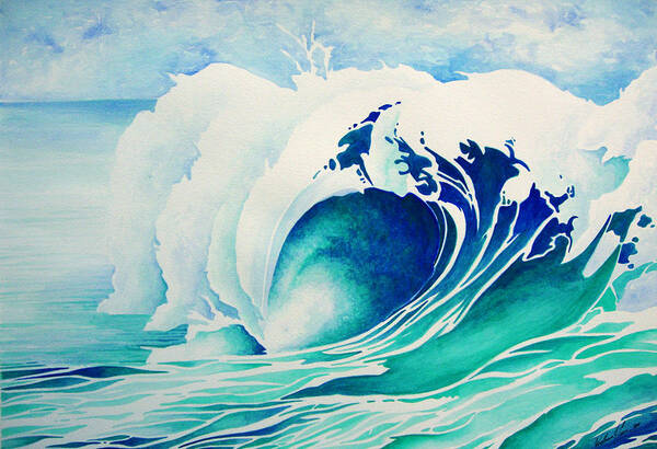 Wave Poster featuring the painting Emerald Break by William Love
