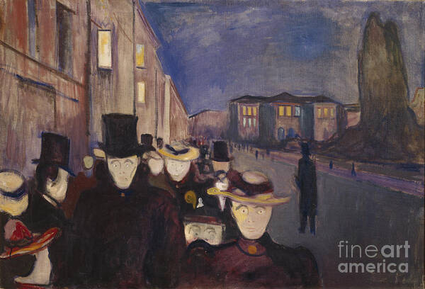 Edvard Munch Poster featuring the painting Evening at Karl Johan by Edvard Munch