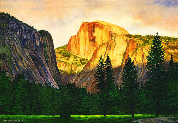 Landscape Poster featuring the painting Evening Glow in Yosemite by Douglas Castleman