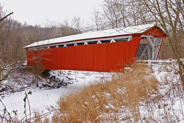 Ohio Poster featuring the photograph Everett Rd. Covered Bridge in Winter by Jack R Perry