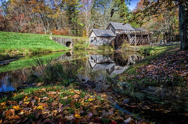 Brp Poster featuring the photograph Fallen Leaves at Mabry Mill by Lori Coleman