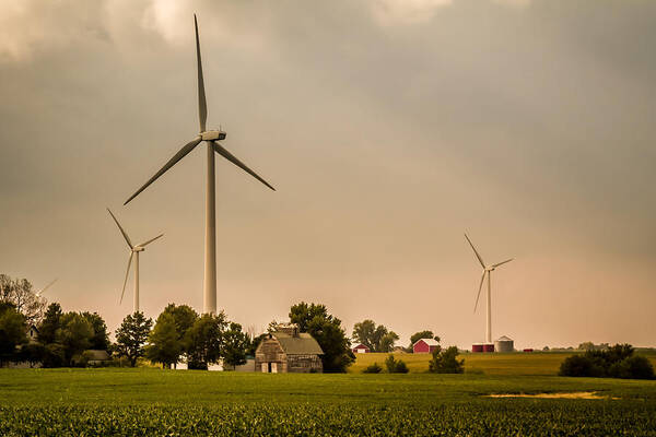 Alternative Energy Poster featuring the photograph Farms and Windmills by Ron Pate