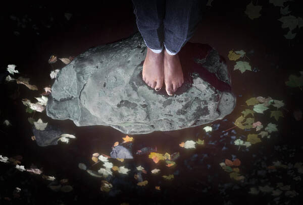 Bare Feet Poster featuring the photograph Feet Standing on A Rock by Kellice Swaggerty