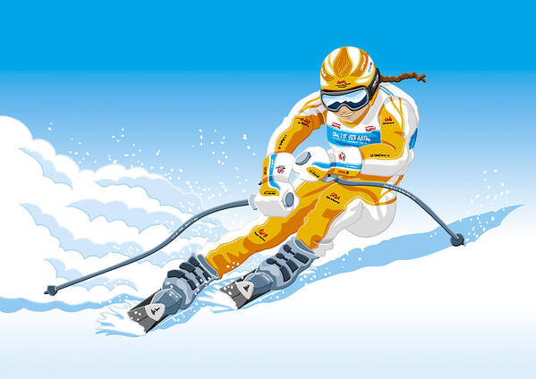 Skiing Poster featuring the digital art Female Downhill Skier Winter Sport by Frank Ramspott
