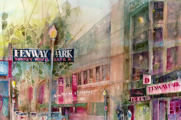 Red Sox Poster featuring the painting FENWAY PARK Home of the World Champs Red Sox by Dorrie Rifkin