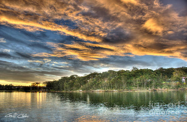 Sunset Poster featuring the photograph Fingers of Flame. Sunset by Geoff Childs