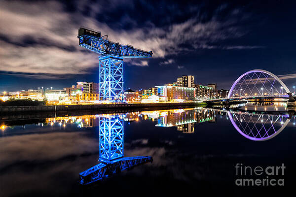 Finnieston Crane Poster featuring the photograph Finnieston Crane Blue by John Farnan