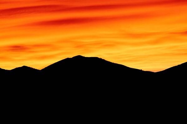 Sunset Poster featuring the photograph Fire Sunset On Utah Oquirrh Mountains by Tracie Schiebel