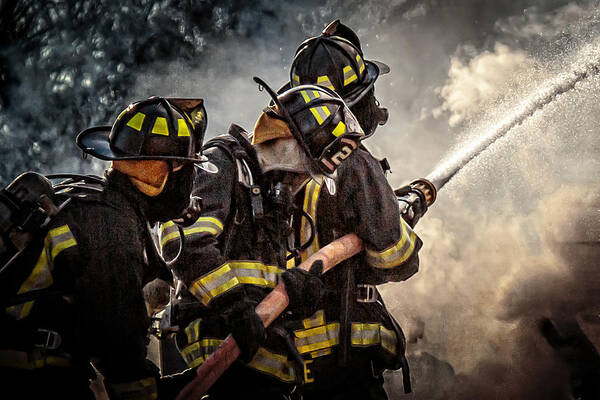 Fire Poster featuring the photograph Firefighters by Everet Regal