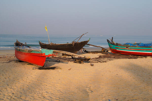 Boats Poster featuring the digital art Fishing Boats by Carol Ailles